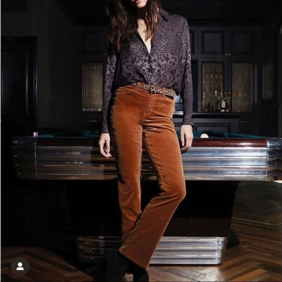 L’AGENCE | The Affair High Rise Flare Corduroy Pants Mustard - Picture 1 of 6